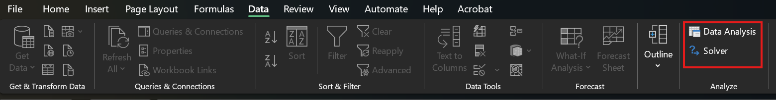 Enabling Data Analysis & Solver Add-ins for Excel (Office 365)